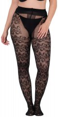 Ulla Popken 849055 Collant à fleurs Noir