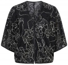 Ulla Popken 849213 Boléro brodé en soie mélangée Noir