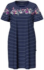 Ulla Popken 850401 Chemise de nuit fleurie Bleu marine