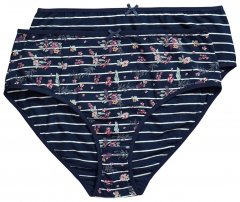 Ulla Popken 850538 Culottes à fleurs en coton bio lot de 2 Bleu marine