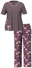 Ulla Popken 850903 Pyjama à fleurs lot de 2 Marron