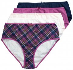Ulla Popken 851070 Culottes à carreaux en coton bio lot de 5 Violet