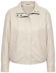 Ulla Popken 851329 Veste biker effet cuir zippée Taupe