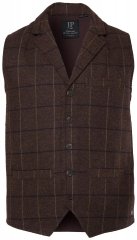 JP1880 851395 Gilet en tweed à carreaux stretch Marron foncé