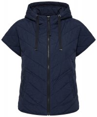 Ulla Popken 851785 Gilet matelassé oversize à capuche Bleu marine