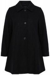 Ulla Popken 851827 Manteau évasé effet laine Noir