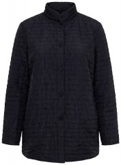 Ulla Popken 852076 Veste en crêpe matelassée à col montant Noir