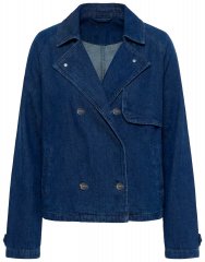 Ulla Popken 852266 Veste en jean croisée style trench Bleu denim