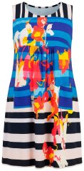 Ulla Popken 852308 Robe en jersey rayée Bleu marine