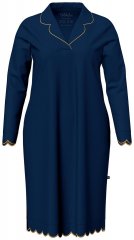 Ulla Popken 852526 Chemise de nuit à col chemise Bleu marine