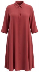 Ulla Popken 852542 Robe chemise à manches 3/4 Marron