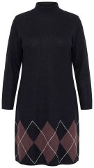Ulla Popken 852597 Robe en maille imprimée à col roulé Noir