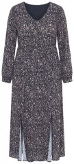 Ulla Popken 852606 Robe longue imprimée Noir