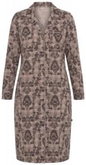 Ulla Popken 852653 Chemise de nuit imprimée à col chemise Marron