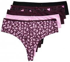 Ulla Popken 852758 Strings à motifs lot de 5 Prune