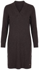 Ulla Popken 853077 Robe en maille à manches longues et col V Brun acajou