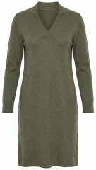 Ulla Popken 853077 Robe en maille à manches longues et col V Kaki