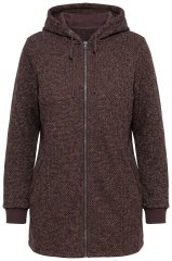 Ulla Popken 853577 Veste en polaire maille à capuche et imprimé Brun acajou