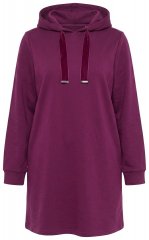 Ulla Popken 853652 Robe sweat à manches longues et capuche Rouge baie