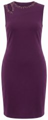 Ulla Popken 853766 Robe moulante à strass Prune