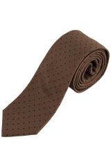JP1880 853822 Cravate en soie à pois extra-longue Marron foncé