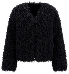 Ulla Popken 853894 Veste courte en fausse fourrure Noir