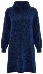 Ulla Popken 854602 Robe en maille à manches longues et col roulé Bleu marine