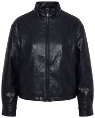 Ulla Popken 854795 Veste motard en similicuir Noir