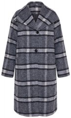 Ulla Popken 855250 Manteau en laine asymétrique à large col Gris chiné