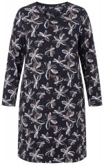Ulla Popken 856129 Chemise de nuit fleurie en coton bio Noir