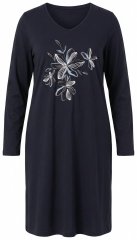 Ulla Popken 856132 Chemise de nuit fleurie Noir