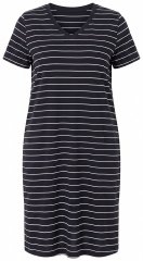 Ulla Popken 856135 Chemise de nuit rayée en coton bio Noir