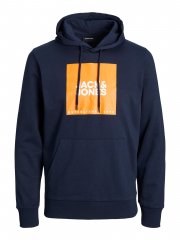 Jack & Jones JJLOCK SWEAT HOOD Navy/Orange