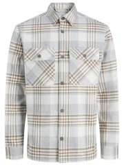 Jack & Jones Rayle Melange Check Long Sleeve Overshirt Brown