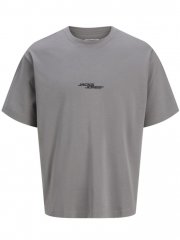 Jack & Jones Summer Sago Print Crew Neck T-Shirt Gray Flannel