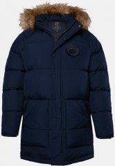 JP1880 Quilted Parka Lightweight and Warm with Faux Fur Hood Navy
