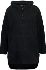 Ulla Popken Teddy Fleece Hooded Zip Neck Sweatshirt Black