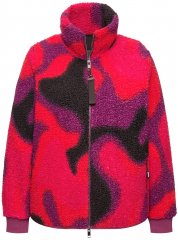 Ulla Popken Abstract Print Zip Fleece Jacket Pink Berry