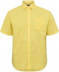 North Latitude Shirt Linen Cotton Short Sleeve TALL Yellow