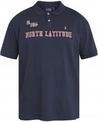 North Latitude 61131 Polo Piqué avec Manches Contrastées et Broderie Bleu Marine
