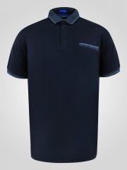 D555 Barret Interlock Jacquard Collar & Cuffs Polo Navy