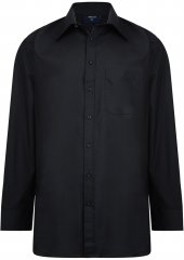Espionage SH151 Plain Collar Long Sleeve Shirt Black