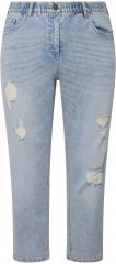 Ulla Popken Stonewashed Distressed Boyfriend Jeans Light Blue