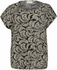 Kaffe Curve Sonna Stanley Top Noir profond/Blanc cassé imprimé