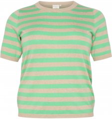 Kaffe Curve Lizzy Pull rayé Gris plume chiné/Vert