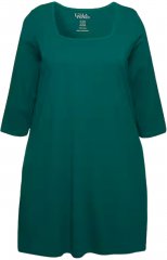 Ulla Popken Square Neckline Knit Swing A-line Pocket Tunic Emerald