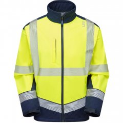 Leo Bowden Ecoviz Softshell Jacket Hi-Vis Yellow/Navy Print