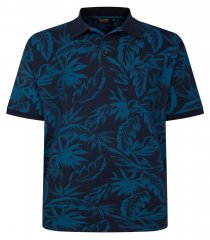 Espionage P222 Polo à imprimé feuilles bleu marine/teal