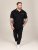 D555 Potts Jersey Polo With Jacquard Collar & Cuffs Noir - Polos - Polos homme grande taille