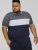 D555 EMERSON Cut And Sew Polo With Jacquard Collar Navy - Polos - Polos homme grande taille